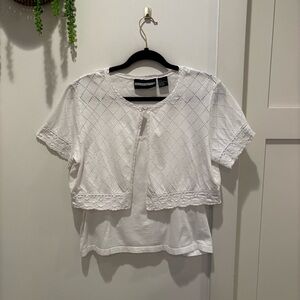 Requirements 90's Vintage Women's Tank Top Shrug Set Lace Trim Detail Size L